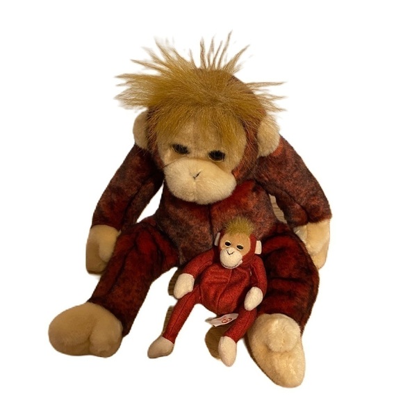 TY Beanie Baby Schweetheart Red Monkey Plush Stuffed Animal Orangutan Bundle Lot - Picture 1 of 7